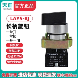 天正LAY5 BJ33C三档加长柄旋钮开关自锁2常开22M BJ33按钮开关XB2