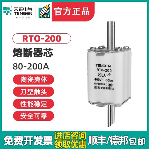 TENGEN天正RTO-200体熔断器熔芯RT0-200/160/125A陶瓷方管保险丝