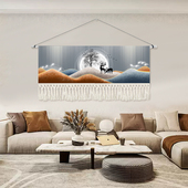 客厅装 饰画床头挂毯温馨福鹿客厅卧墙画现代房间背景墙壁毯