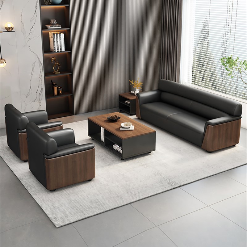 办公经理真皮商务休息区贵宾会客接待银行会议室沙发茶几组合套装