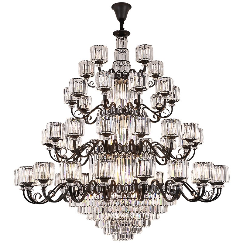 别墅复式楼水晶大吊灯跃层楼中楼中空复试大灯挑空大客厅水晶灯具