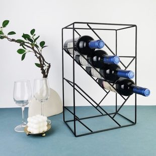 饰简易金属多瓶 红酒架子置物架家用小酒柜酒格子吧台展示架放酒装