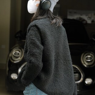 冬季新韩版ins复古慵懒圈圈纱羊毛V领马甲外套无袖叠穿针织开衫女