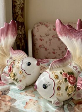 欧式年年有鱼陶瓷家居饰品结婚订婚情侣摆件电视柜玄关茶几摆件