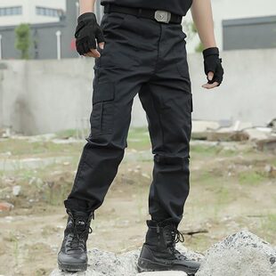 户外春秋作战保安劳保裤 黑色作训裤 裤 战术特种工装 耐磨 男女士修身