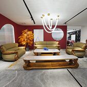 2024新款 别墅大乌金木沙发真皮欧式 大户型奢华客厅全屋定制组合