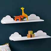 云朵置物架儿童房墙上装 饰搁板可爱创意木质现代卧室墙面收纳架
