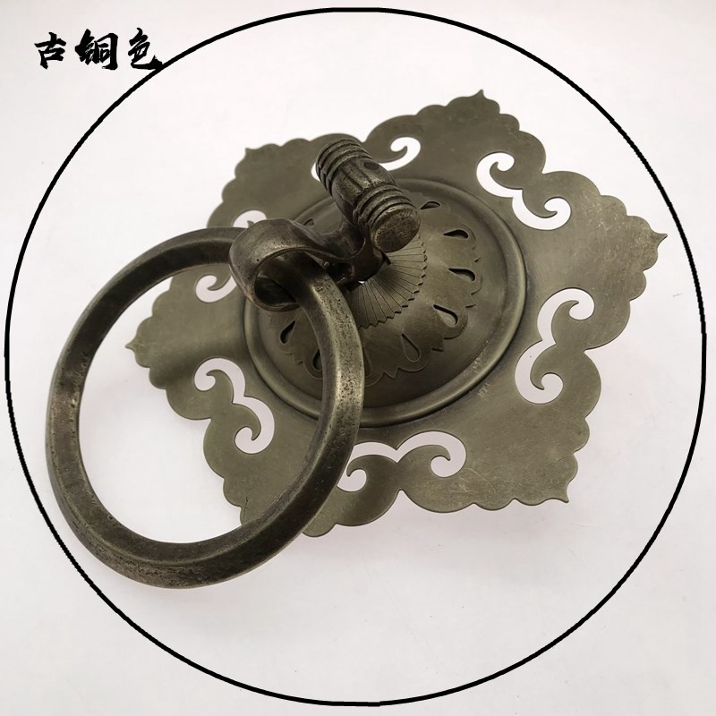 纯铜门环中式实木门扣黄铜大门配件把手麒麟兽头门环狮子虎头拉手