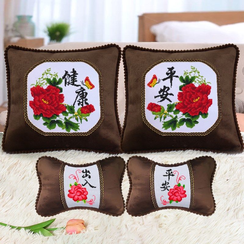 印花十字绣抱枕2022客厅沙发车用抱枕自己绣枕头套送礼靠垫枕汽车