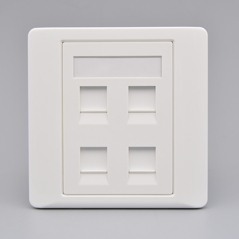 四口直通六类屏蔽网线口插座CAT6千兆电脑4位网络双通头信息面板