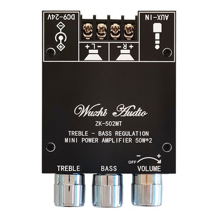 ZK-502MT  2.0立体声蓝牙音频数字HIFI功放板模块50W*2高低音调节