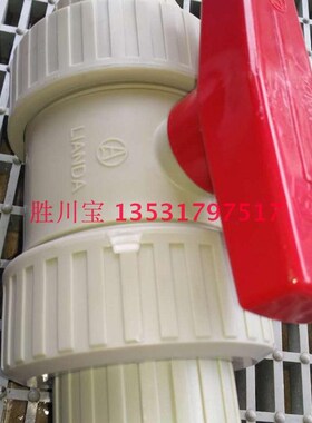 1寸 DN25 32mm双由令球阀 LIANDA活接球阀PP米黄色耐酸碱化工电镀