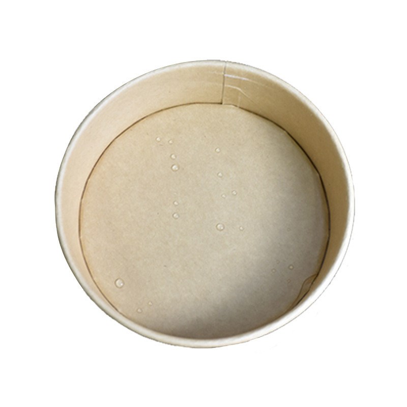 一次性果切盒牛皮纸碗带盖水果捞子外卖打包盒圆形沙拉碗轻食饭盒