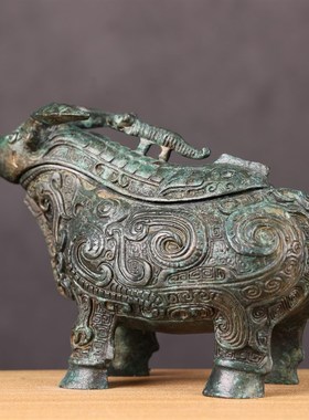 上海博物馆复古青铜器凤纹牺觥古玩复刻家居摆件小众礼品中式送礼