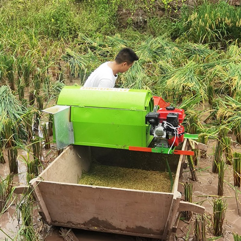 全喂入稻麦脱粒稻谷农用打谷机家用水稻脱粒机小型收割机多功能