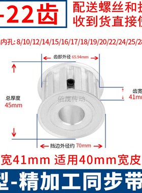 L22齿同步轮AF齿宽41内孔14 15 17 19 20 22 2425皮带轮L同步带轮