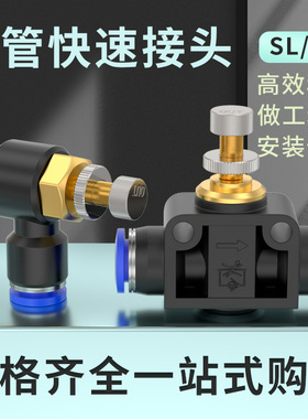 节流阀气管快速接头SA-6/8气动单向调速阀流量控制气阀SL10-01/02