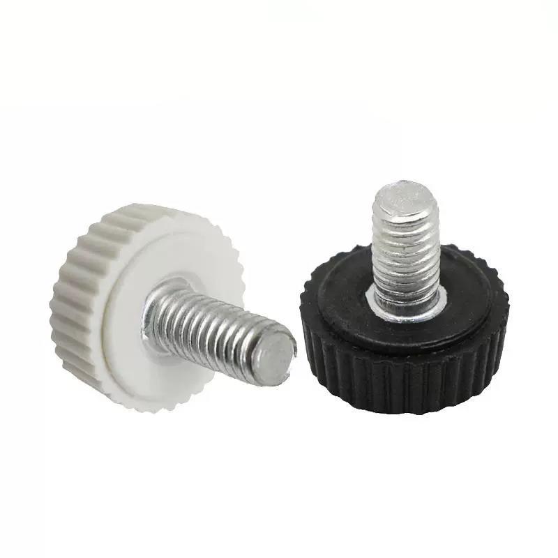 M4M5M6胶头手拧螺丝塑料胶头手柄把手带黑白色圆头滚花手扭螺丝