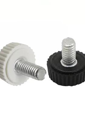 M4M5M6胶头手拧螺丝塑料胶头手柄把手带黑白色圆头滚花手扭螺丝