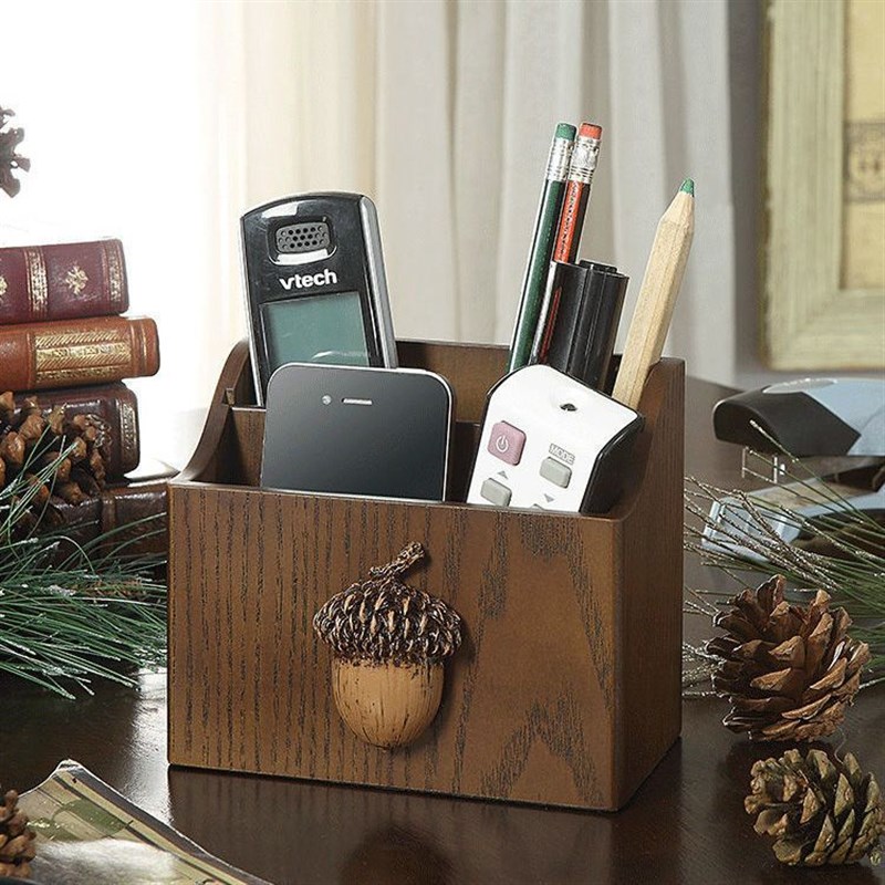遥控器收纳盒美式客厅木质茶几小木盒办公室桌面笔筒遥控板整理盒