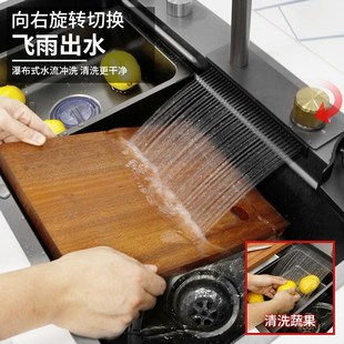 厨房飞雨水槽304不锈钢多功能手工子母单槽双槽洗碗盆水池洗菜盆