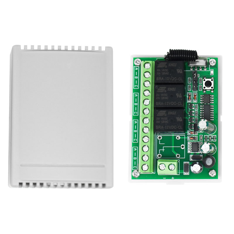 12/24V三路无线遥控开关万能通用道闸门禁外置接收器改装模块无源