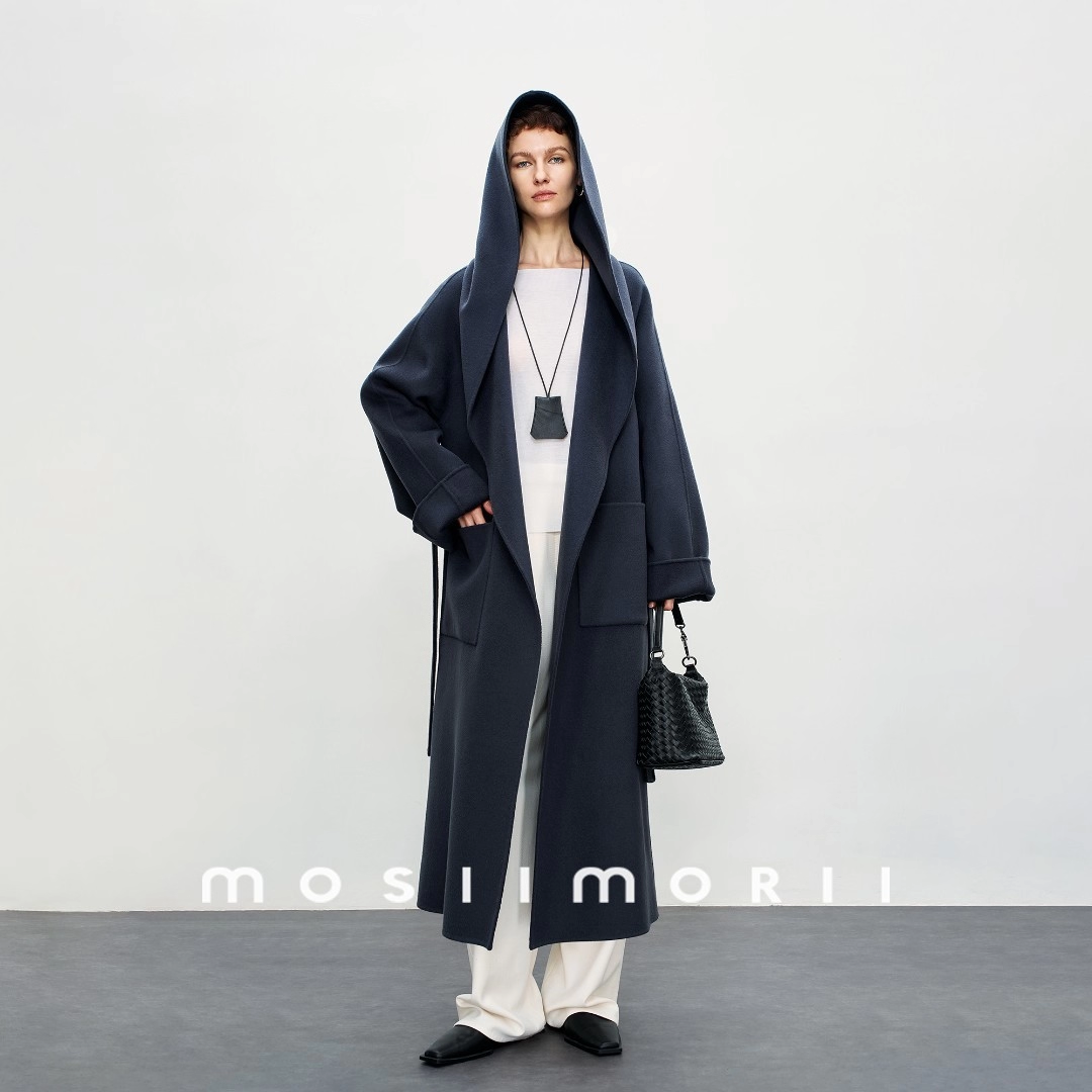 【呼呼专享】戛纳之夜 浴袍连帽羊毛大衣双面呢外套XA28150