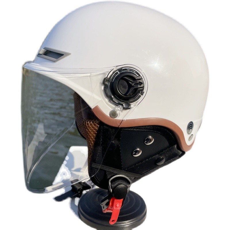 四季3C认证双镜片电动摩托车头盔男女灰J冬可拆卸护耳保暖轻防晒