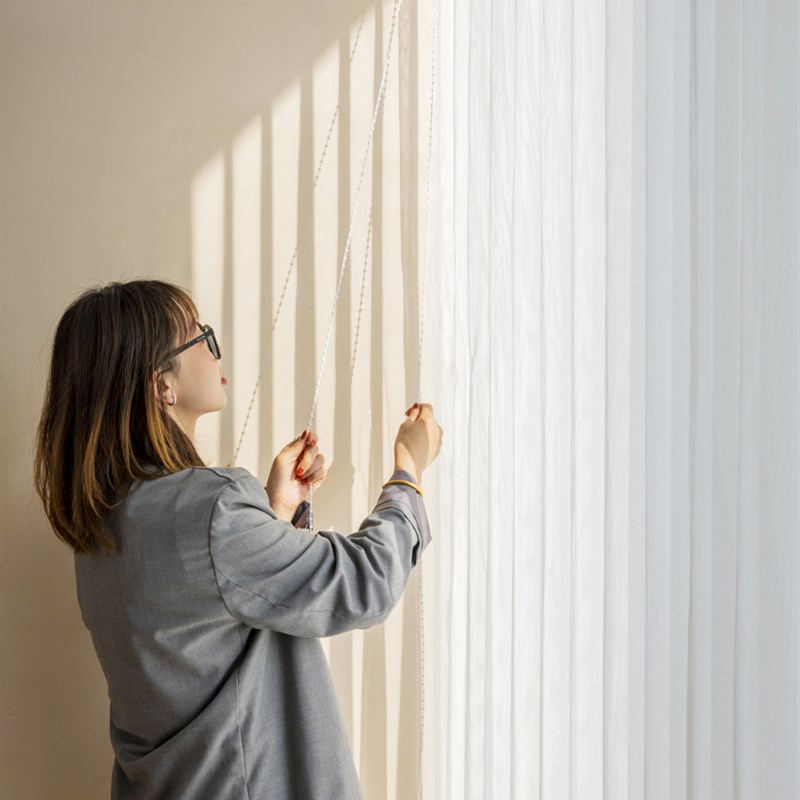 高端梦幻窗帘手电动纱帘垂直竖百叶客厅阳台网红智能轨道直帘遮光