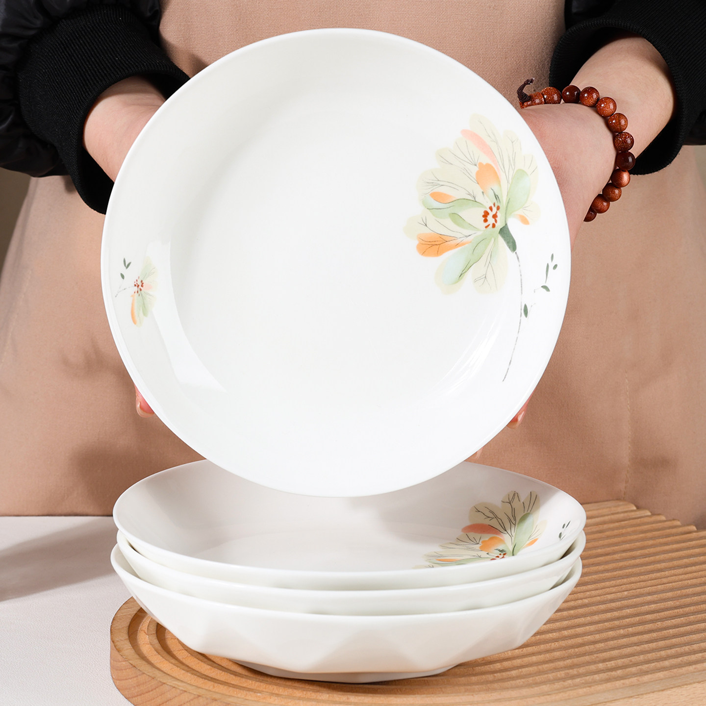 盘子家用菜盘2026新款釉下彩餐具特别好看的高级碗碟子轻奢深餐盘