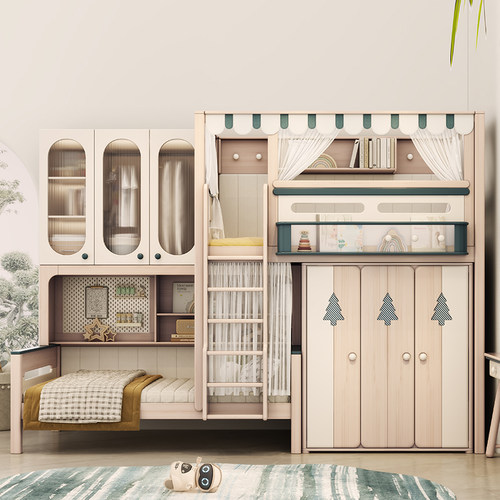 ABC绿野仙踪儿童实木双层平行床