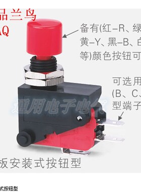 原装兰鸟微动开关 RVAQ (全黑红黑两款) 面板安装式按钮型