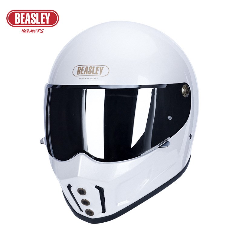 比斯力摩托车头盔个性复古硬汉骑士头盔玻璃纤维复古全盔四季通用