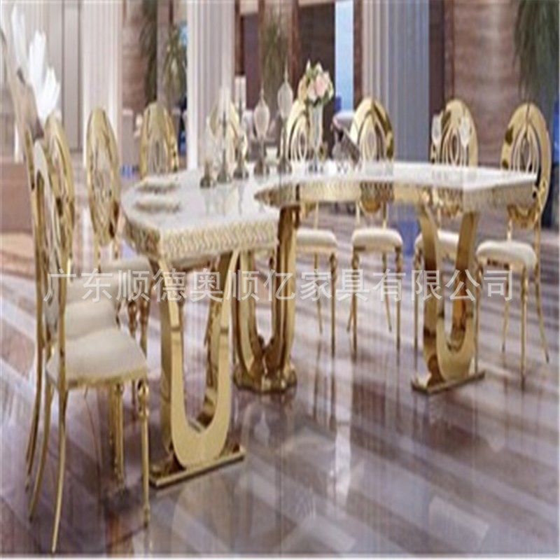 现代时尚不锈钢桌子 耐用婚礼宴会长方形桌