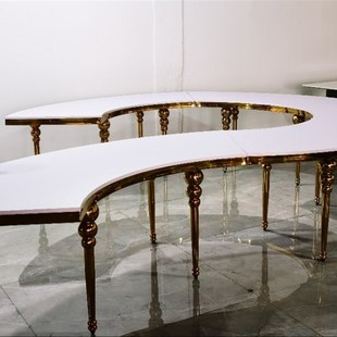 S行桌子半月型圆形不锈钢拼接大圆桌 户外婚礼用宴会家具厂家直供