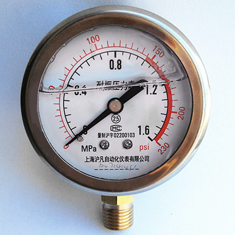 耐震压力表YN60充油防震抗振液油水气真空1.I6-2.5-25-40量大包邮