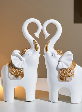 北欧高档大象摆件现代家居客厅电视柜酒J柜玄关装饰品乔迁新居礼