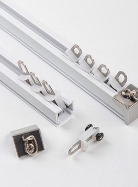 G012铝合金加厚窗帘双轨道侧装顶装静音直轨道滑轨窗纱杆导轨道