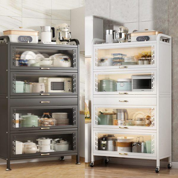 厨房用品置物架家用落地带门防老鼠多功能厨房用品收纳柜,收纳整理,暖气片置物架,淘宝优惠券,粉丝福利购,淘宝优惠卷