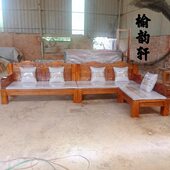 北方老榆木沙发实木沙发组合简约新中式 雕刻全榆木大料榫卯原木