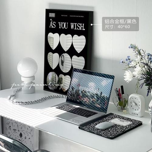 港画镜子装饰画卧室梳妆台简约艺术画轻奢高级感装饰客厅黑白画