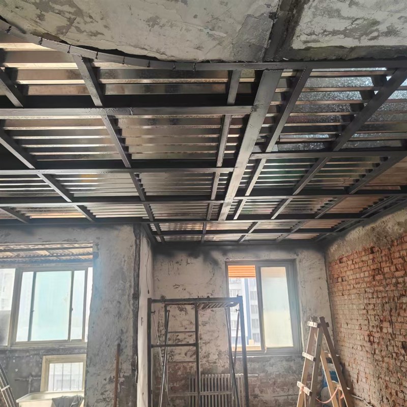 北京搭建阁楼隔k层商铺别墅loft二层平台槽钢楼梯