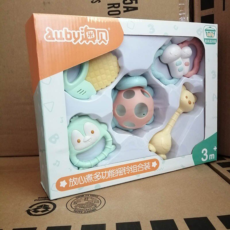 澳贝牙胶手摇铃1岁宝宝早教3新生婴儿玩具6男女孩5抓握益智0-12月