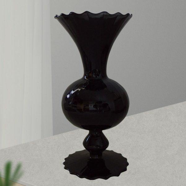 家居欧式简约中古黑硝子玻璃花瓶花器客厅卧室餐桌装饰品精致摆件