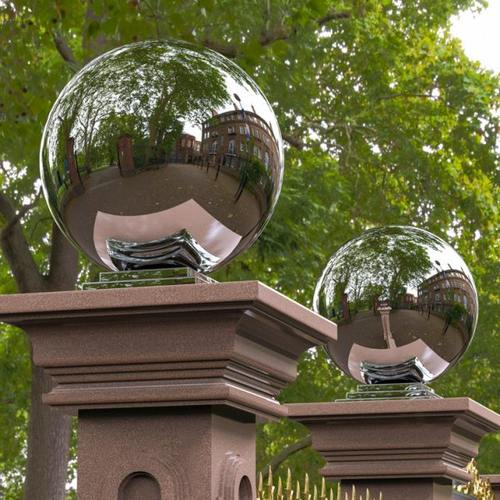 聚梦五金不锈钢带座连体球装饰圆球304三层1.0厚方座大门柱子托座