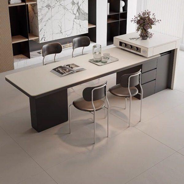 智能电动可伸缩岛台餐桌一体家用大户型实木极简中岛台岩板餐桌椅,住宅家具,岛台餐桌,淘宝优惠券,粉丝福利购,淘宝优惠卷