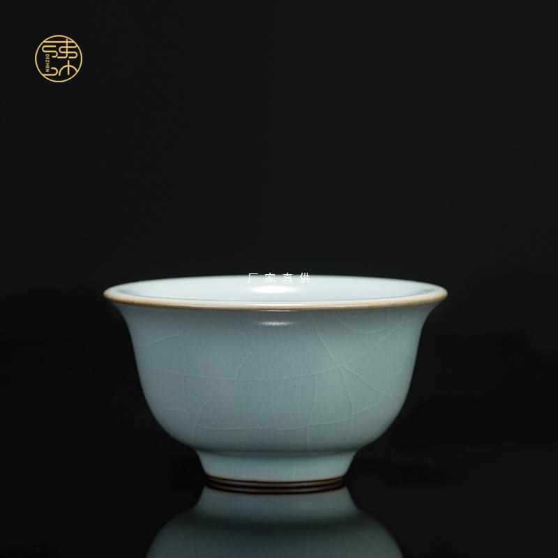 批发德臻 汝窑主人杯陶瓷茶杯单杯汝瓷品茗杯大号杯子茶盏茶碗压