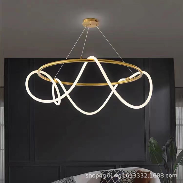 护眼餐厅吧台吊灯长条餐桌音符艺术设计师创意个性灯管缠绕线条灯