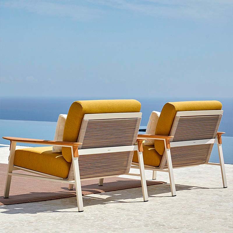 休闲户外藤编沙发庭院不锈钢柚木藤椅别墅露台花园茶几设计师家具