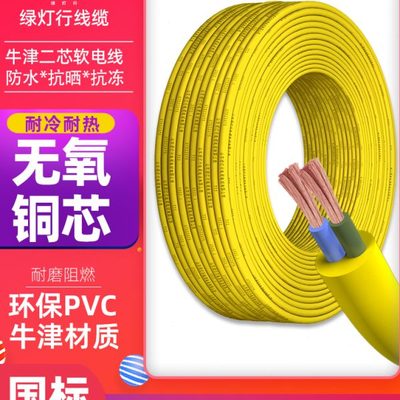 阳谷绿灯行防冻电源线国标1.5 2.5平方TYZ二芯软电线电缆线护套线